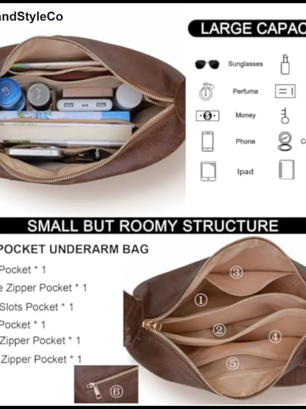 Hobo Shoulder Bag PU Leather Slouchy Tote Crossbody Purse for Women